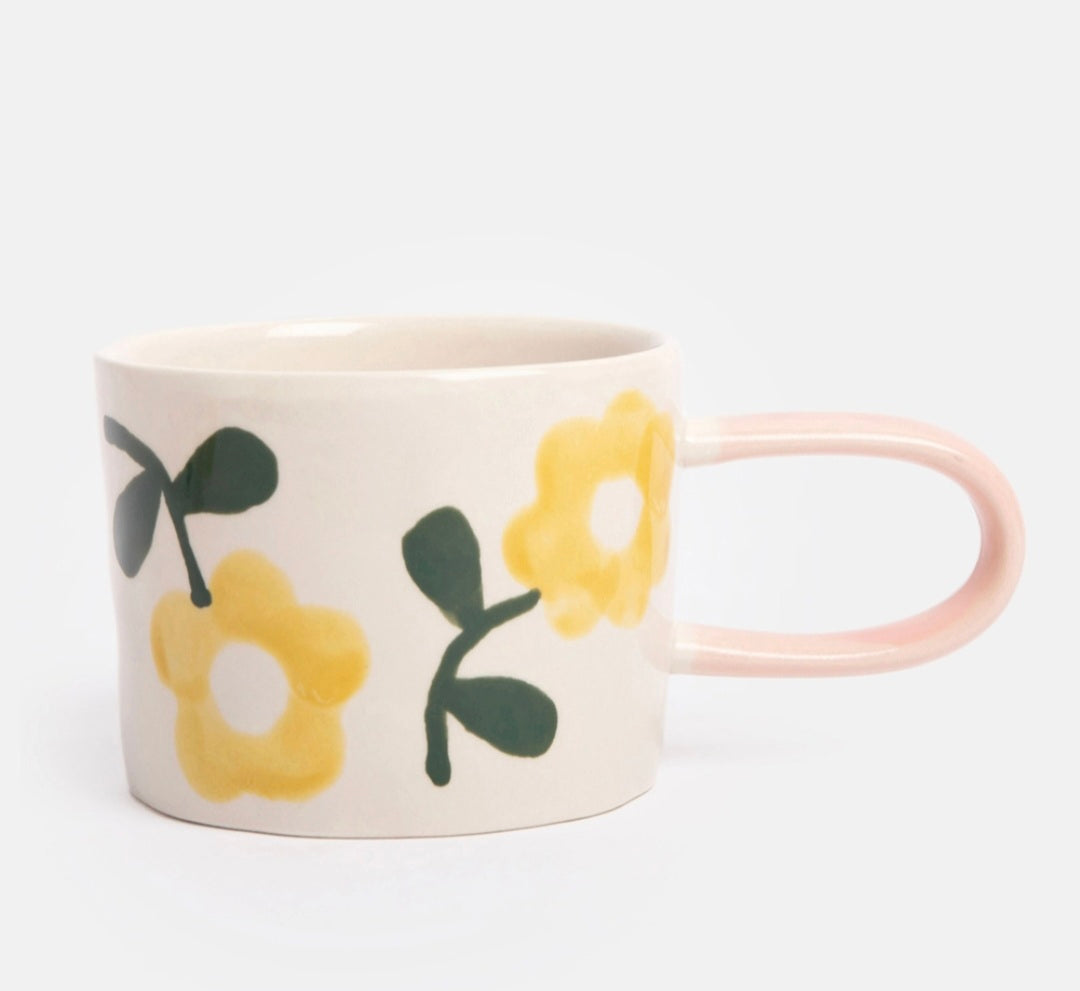 Mug en céramique à motif de fleurs jaunes