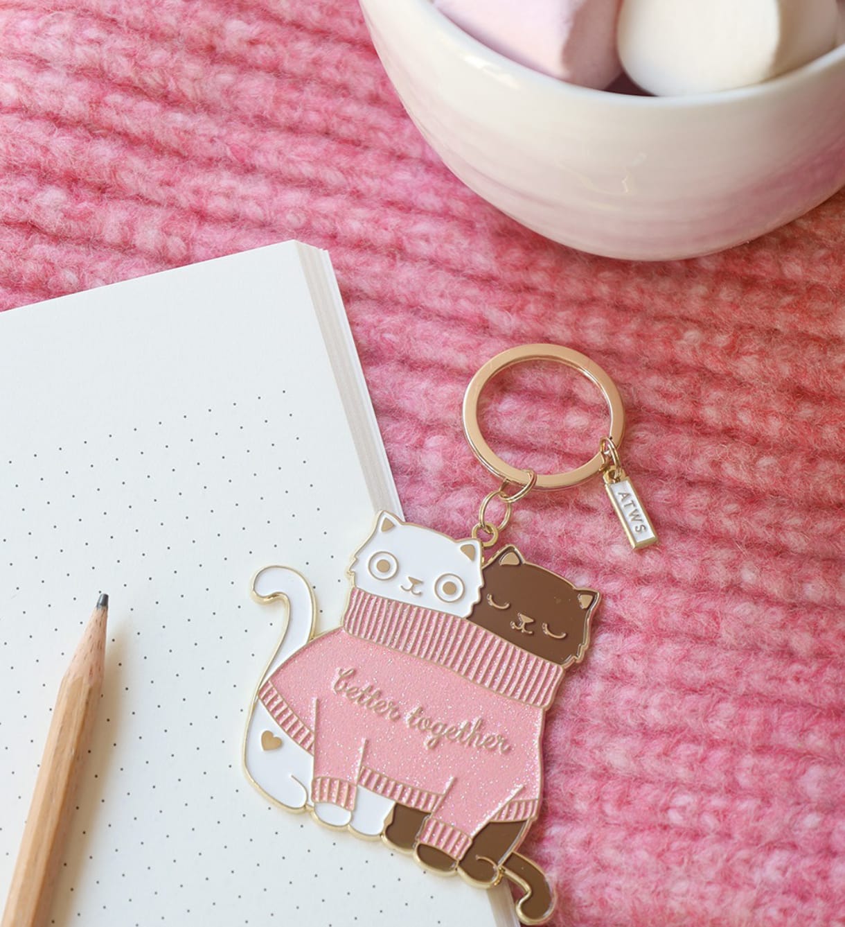 Porte-clés - 2 chats dans un pull