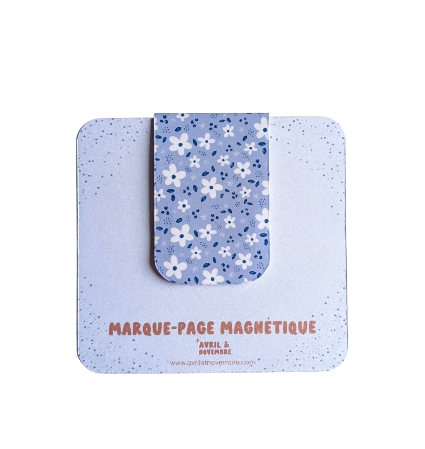 Marque-Page Magnétique - Petites fleurs blanches - Fond Violet