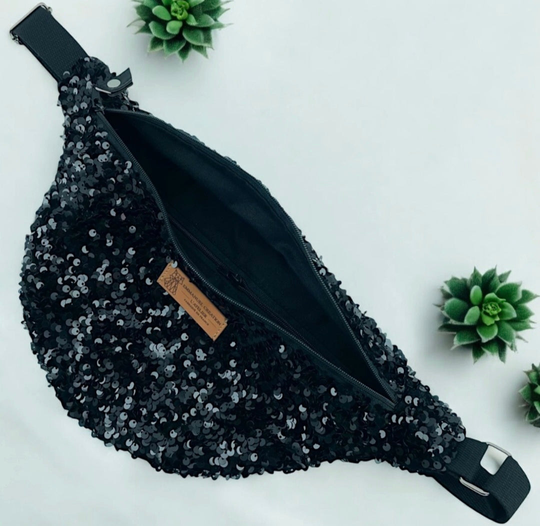 Sac banane, "Sequin" noir