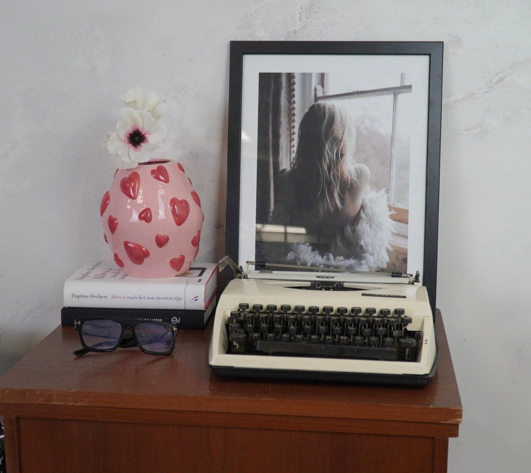 Vase - Vase à fleurs Cœurs - Rose/Rouge - 16x16x17,5cm