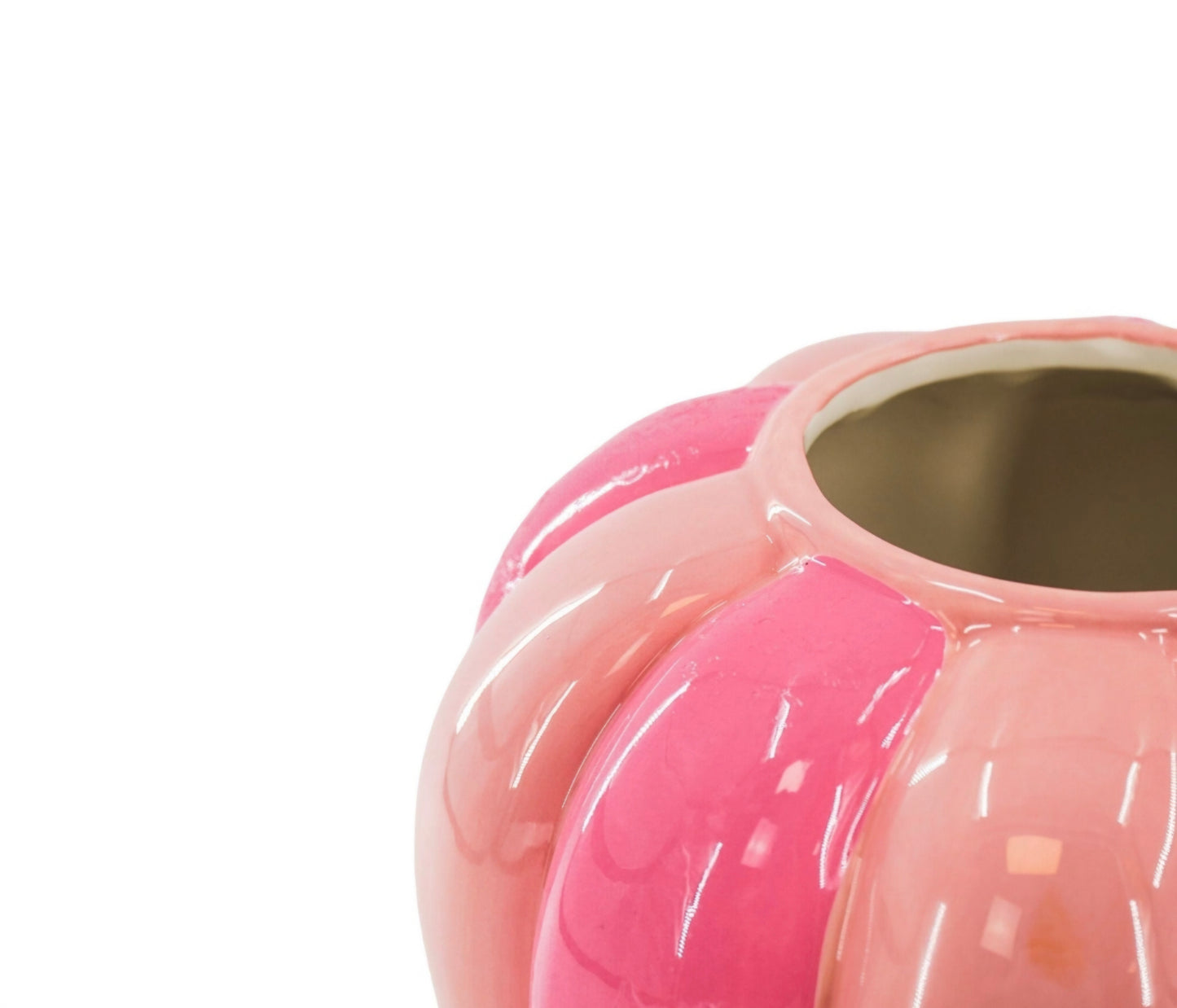 Vase à fleurs - Vase tourbillon - Céramique - Rose néon / Rose clair - 20x20x21,5 cm