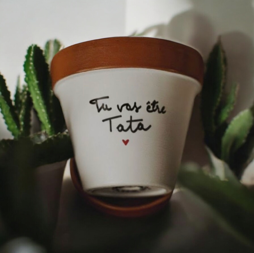 Pot de fleur "tu vas être tata ❤️" 11cm + Coupelle