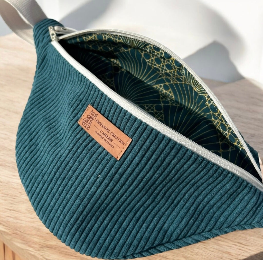 Sac banane, "Velours côtelé" pétrole