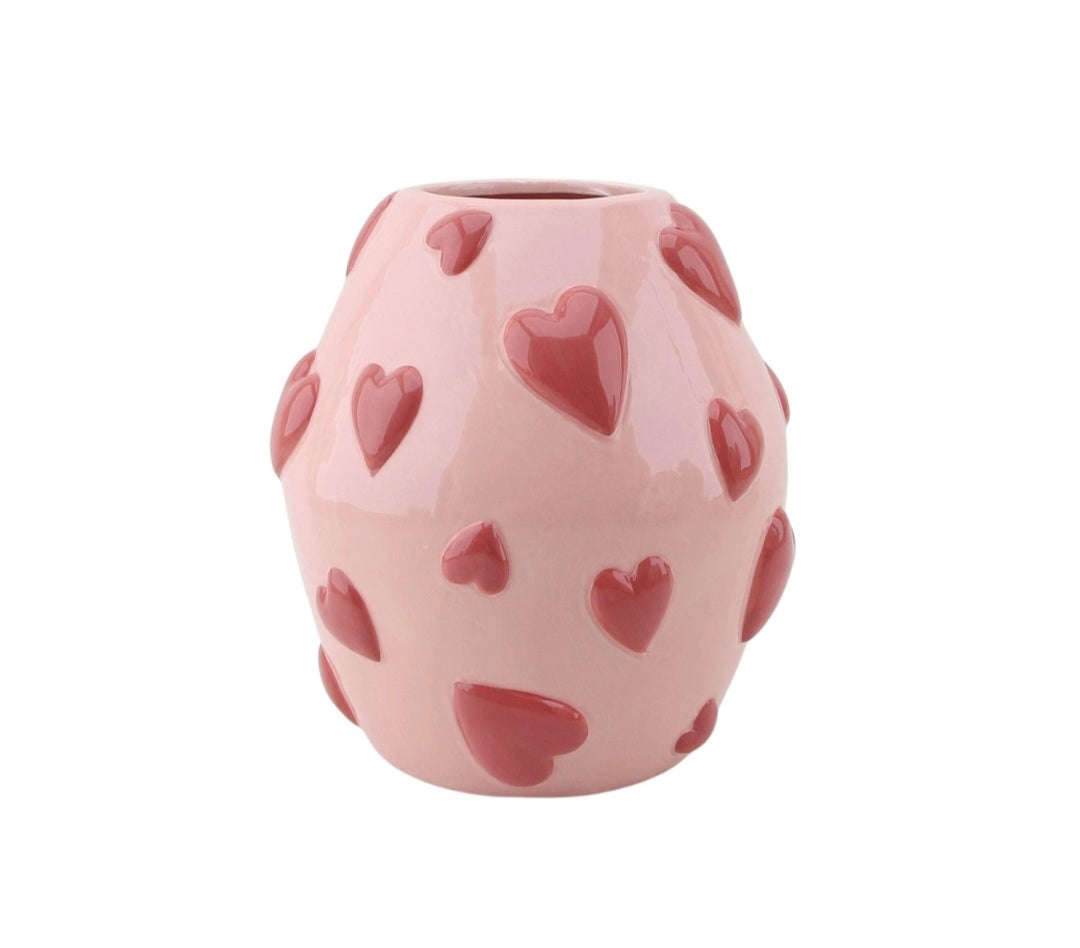 Vase - Vase à fleurs Cœurs - Rose/Rouge - 16x16x17,5cm