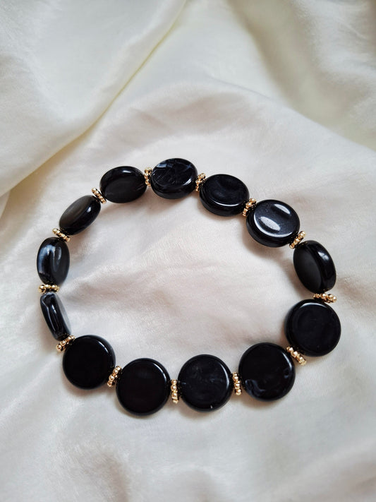 Bracelet élastique ROMY Noir marbré 🖤🤍