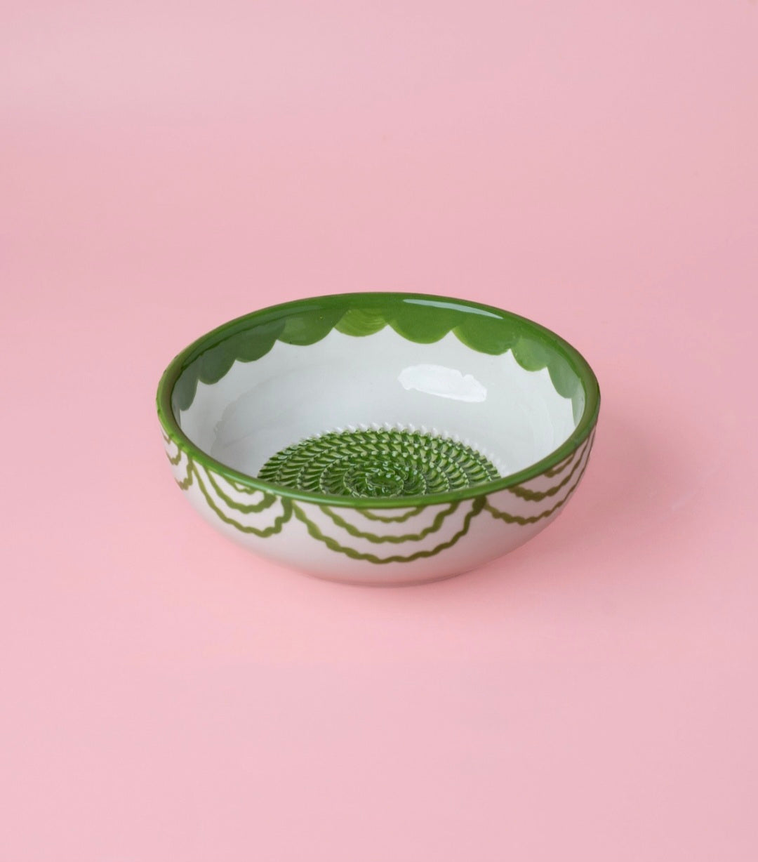 Bol à râper en céramique vintage – Vert et Blanc / RAÍCES