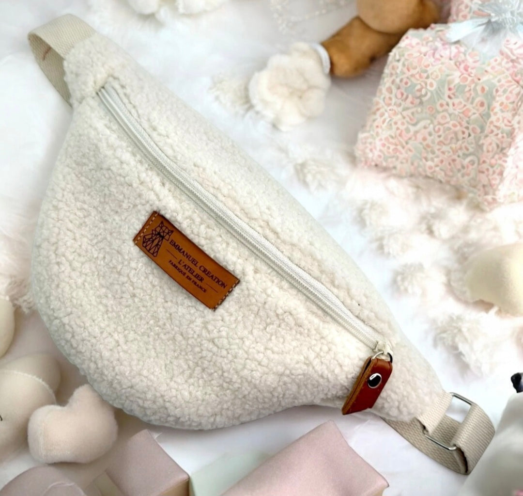 Sac banane enfant, "Bouclette" écru