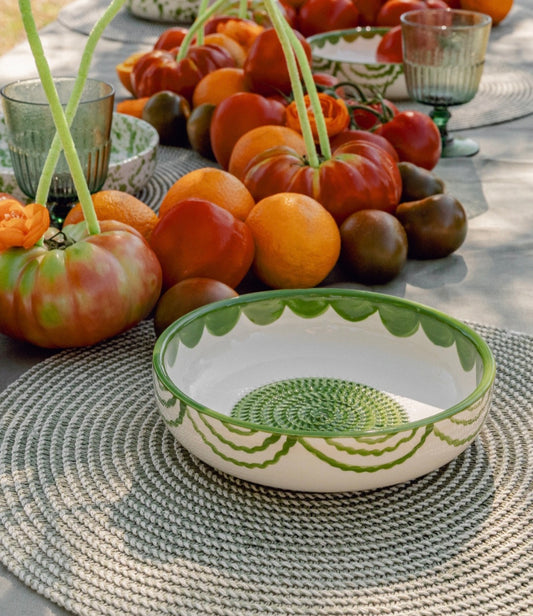 Bol à râper en céramique vintage – Vert et Blanc / RAÍCES