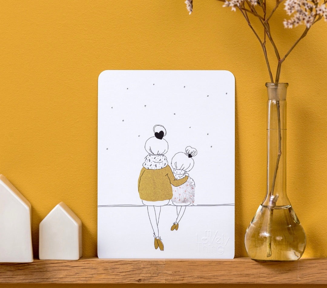Carte Amour Maman et Fille Hiver