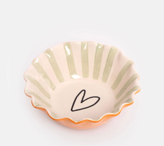 Bol frisé cœur contour/rayure