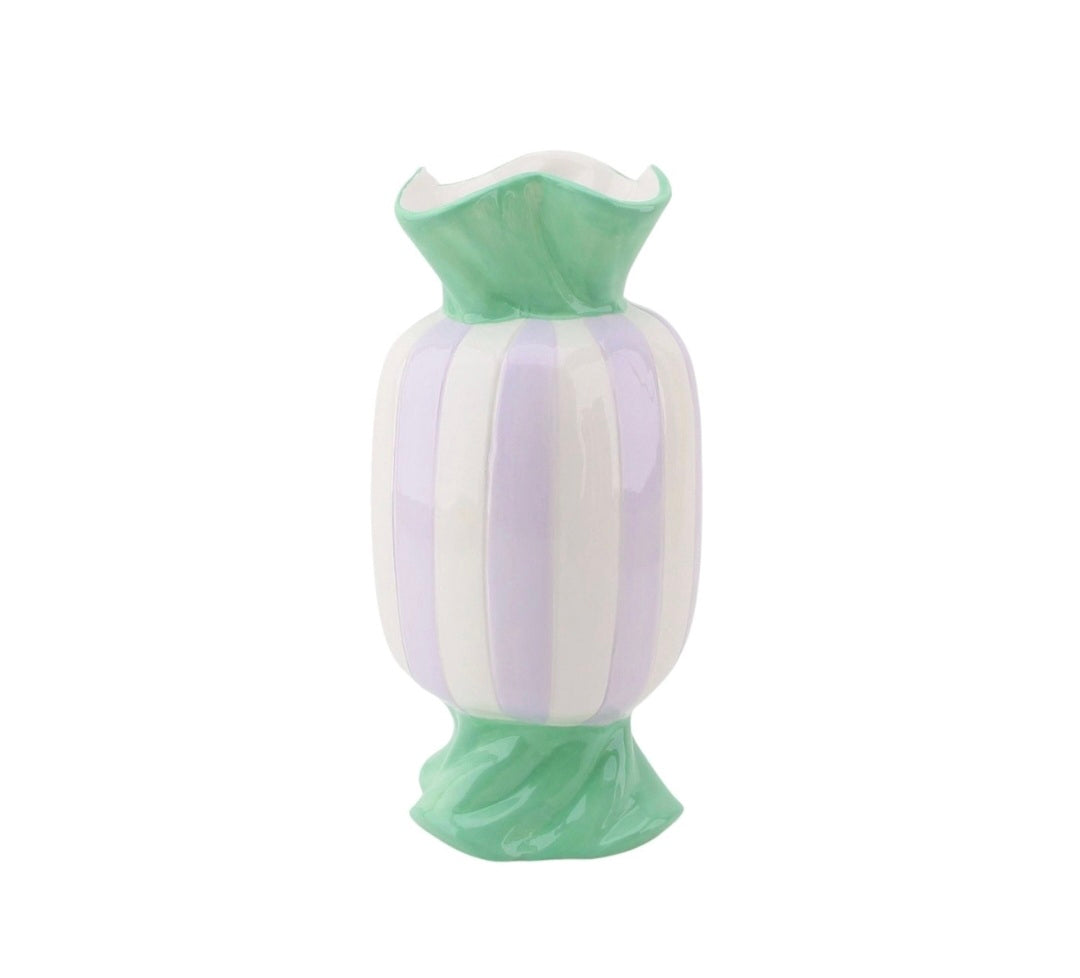 Vase - Vase à fleurs Bonbon Toffee - Menthe/Lilas - 9,5x9,5x21cm