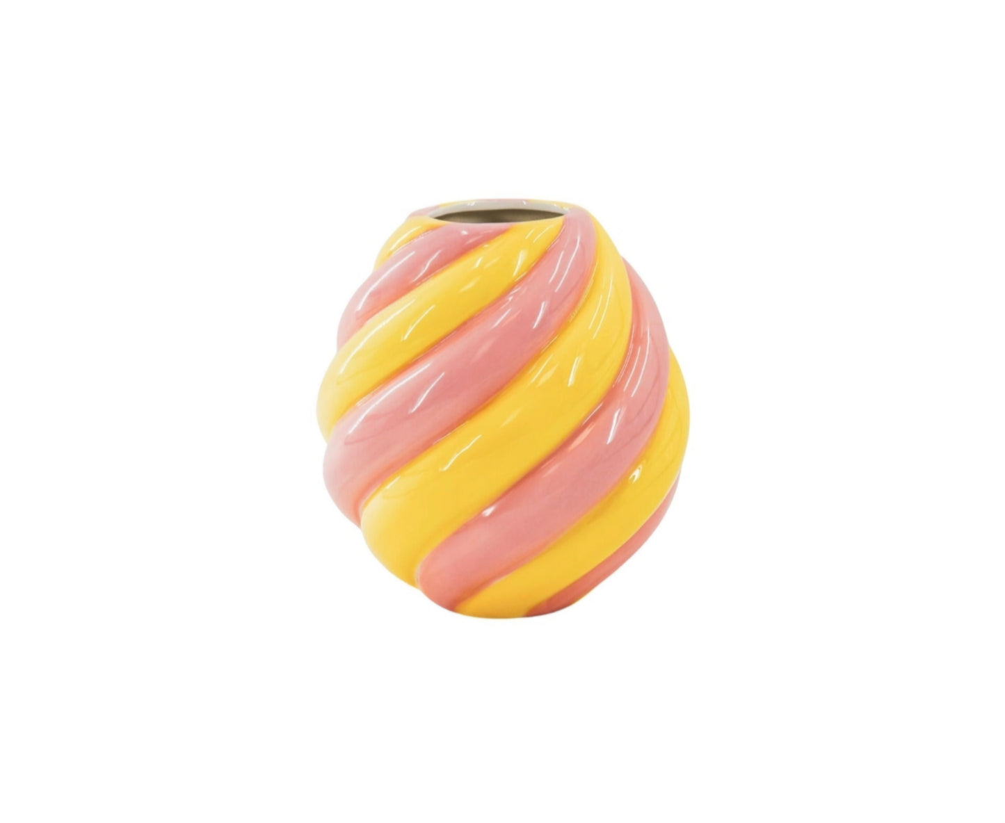 Vase à fleurs - Vase tourbillon - Céramique - Jaune/Rose clair - 20x20x21,5 cm