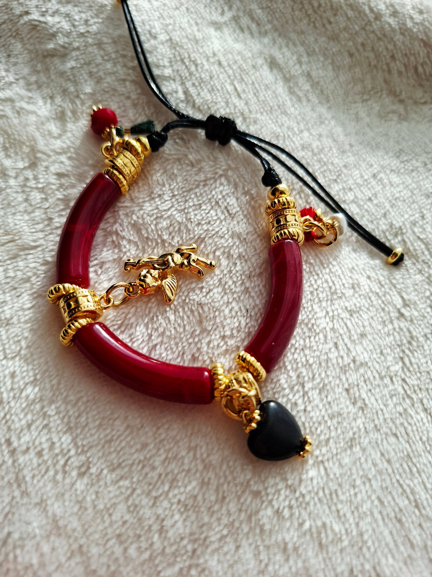 Bracelets à perles colorées en tartaruga et en or