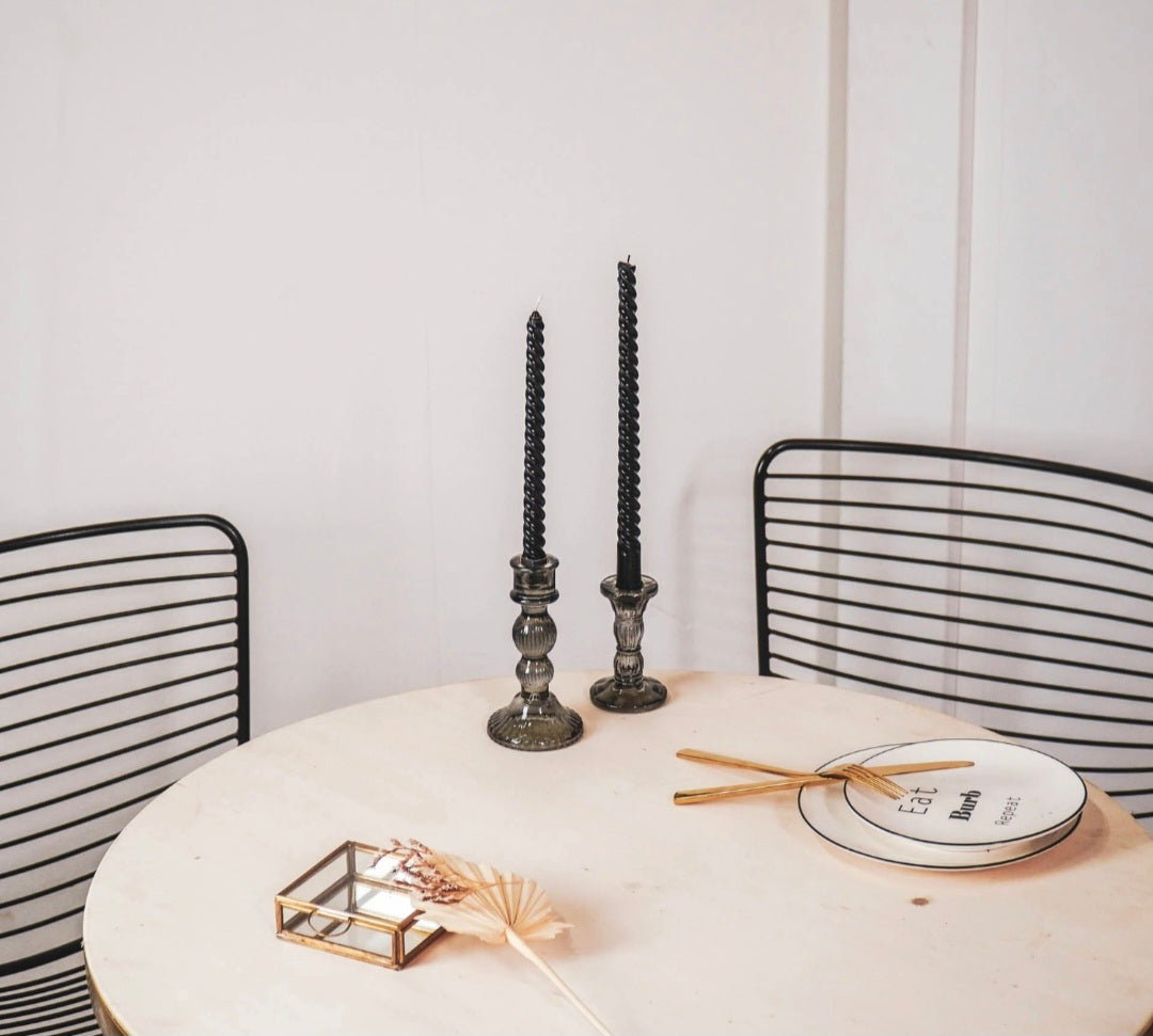 Bougeoir - verre - fumé 6,5×10,5 cm