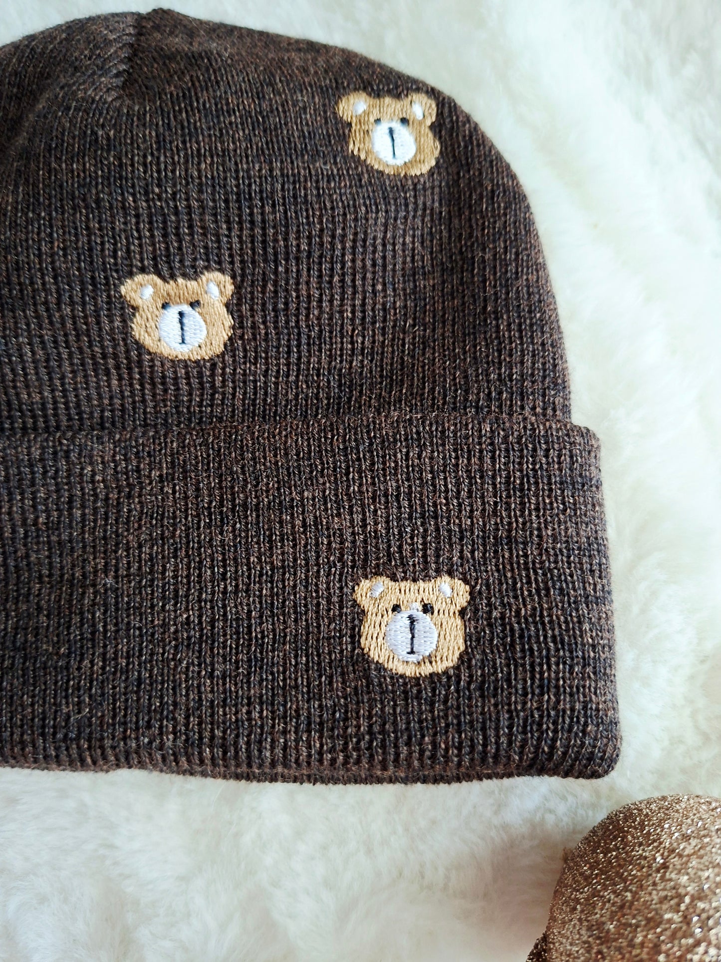 Bonnet 100% laine de Mérinos pour enfants - Petit Ours 🐻 2 coloris