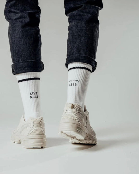 Chaussette " Vivez plus, inquiétez-vous moins"
