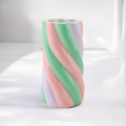 Vase - Guimauve - Rose/Menthe/Lilas - 10,5x10,5x20cm