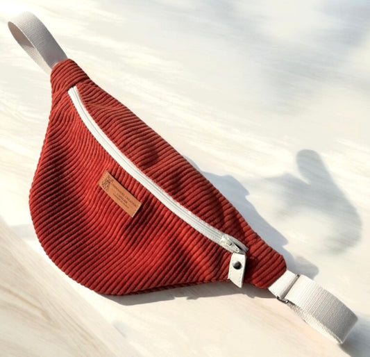 Sac banane, "Velours côtelé" terra