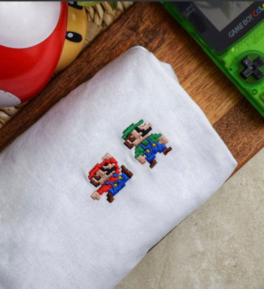 T-shirt brodé - Mario blanc