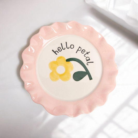 Une Assiette "Bonjour Fleur" Jaune Pétale