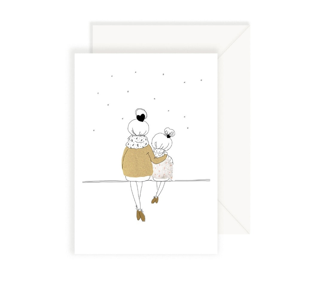 Carte Amour Maman et Fille Hiver