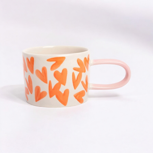 Mug en céramique avec cœurs magnétiques orange