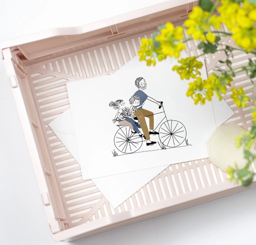 Carte Bike Ride Dad Fille et Garçon
