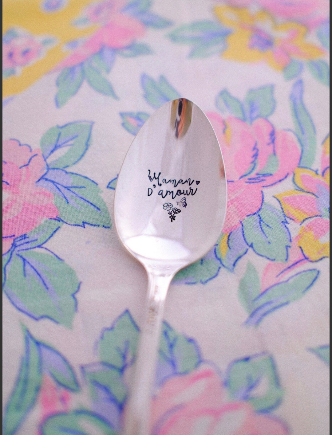Cuillère à soupe vintage gravée "Maman d'amour"🫶🏼