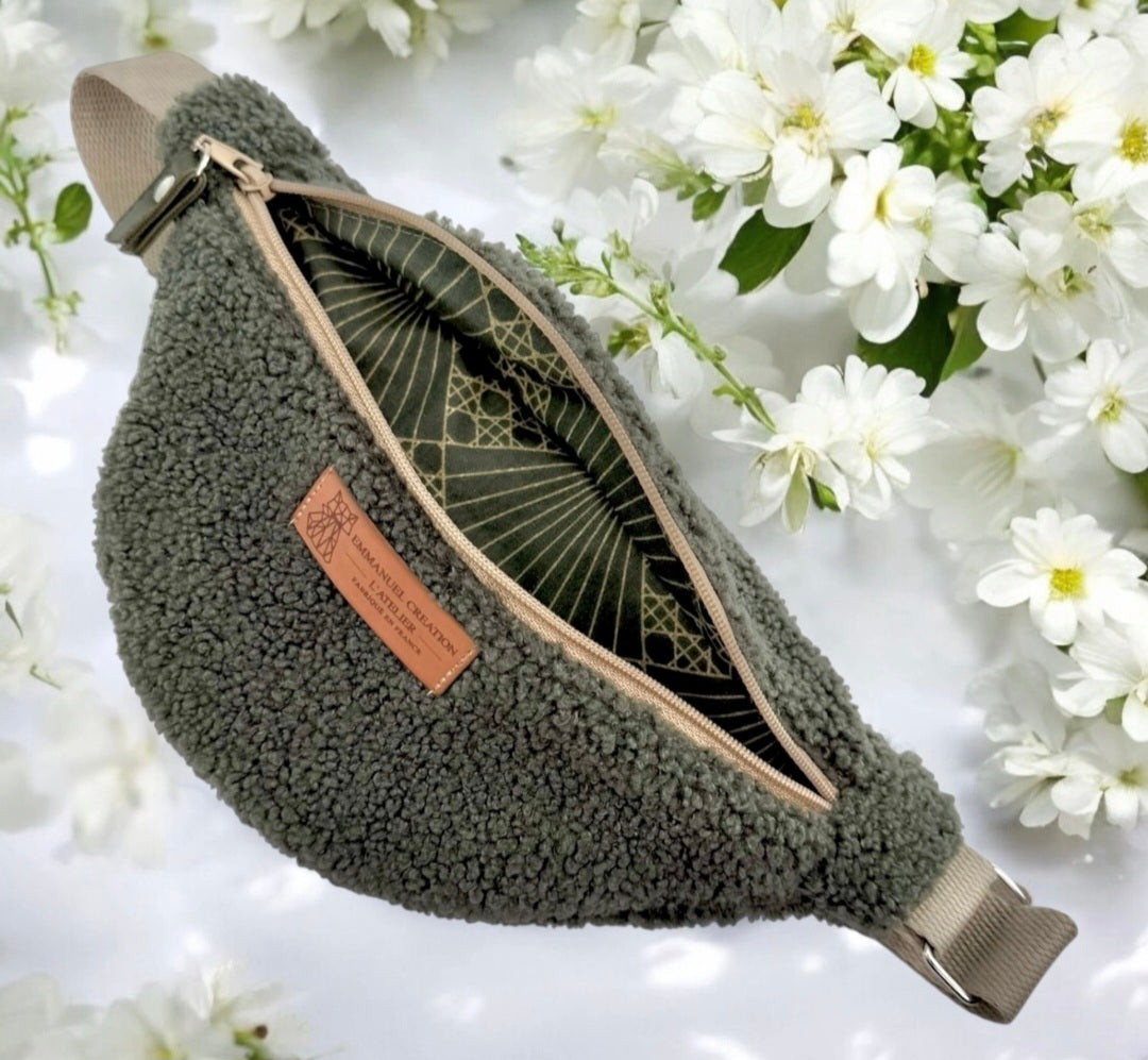 Sac banane enfant, "Bouclette" kaki