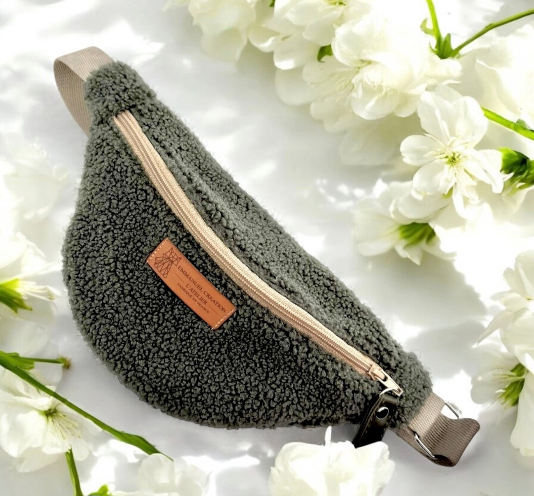 Sac banane enfant, "Bouclette" kaki