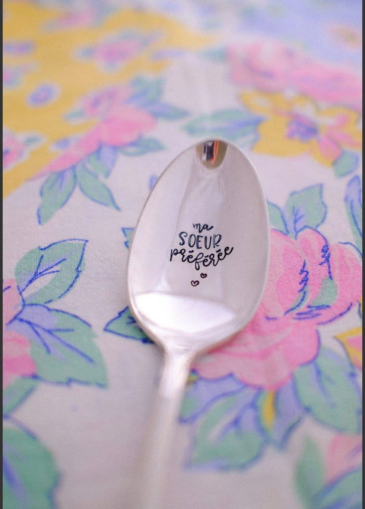 Cuillère à soupe gravée vintage "ma soeur préférée"