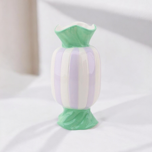 Vase - Vase à fleurs Bonbon Toffee - Menthe/Lilas - 9,5x9,5x21cm