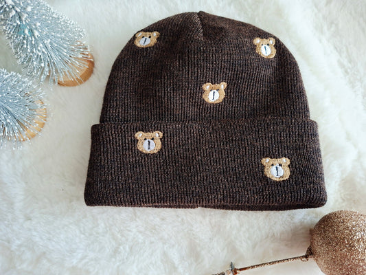 Bonnet 100% laine de Mérinos pour enfants - Petit Ours 🐻 2 coloris
