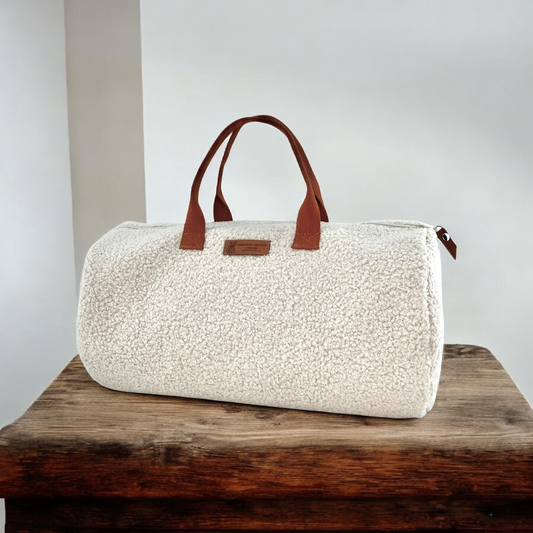 Sac polochon, "Bouclette" écru