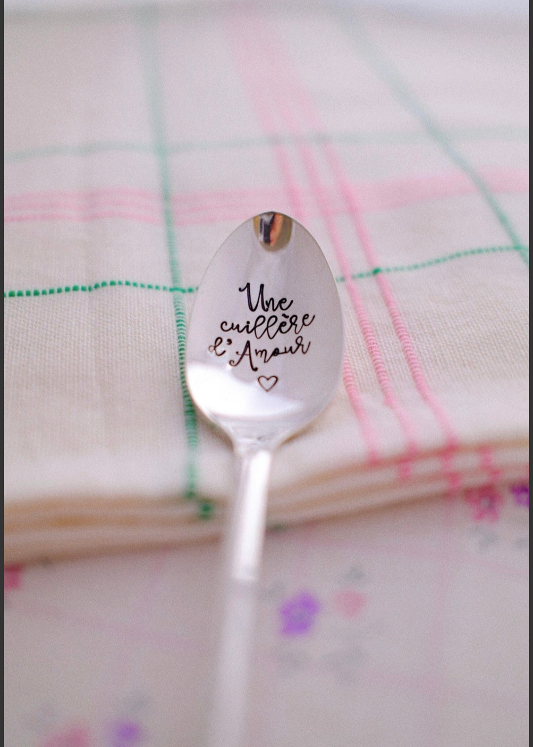 Cuillère longue vintage gravée "une cuillère d'Amour"