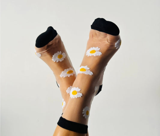 Chaussettes fleuries marguerites