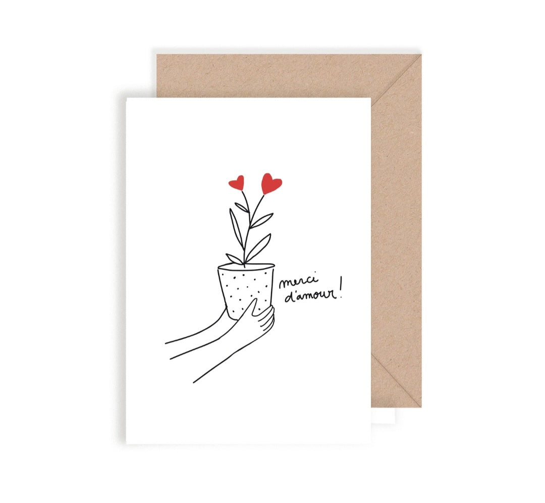 Double carte « Merci d'Amour »