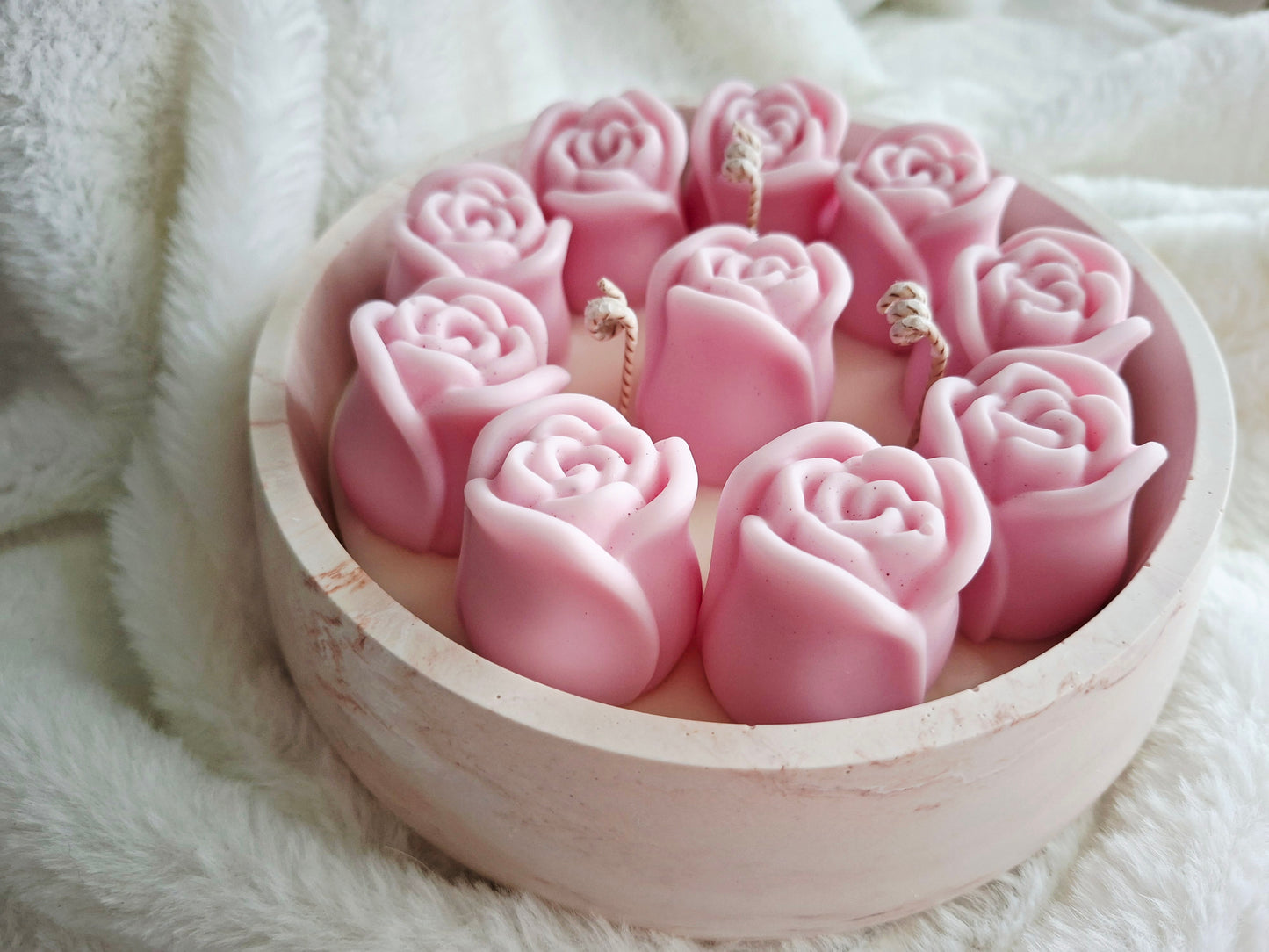 Bol Roserais - Création Jesmonite & Bougies roses