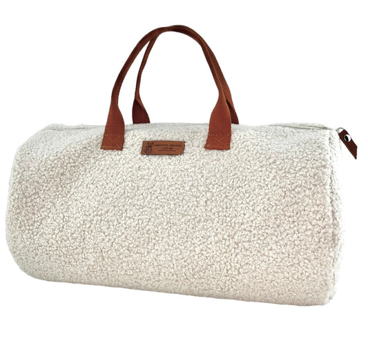 Sac polochon, "Bouclette" écru