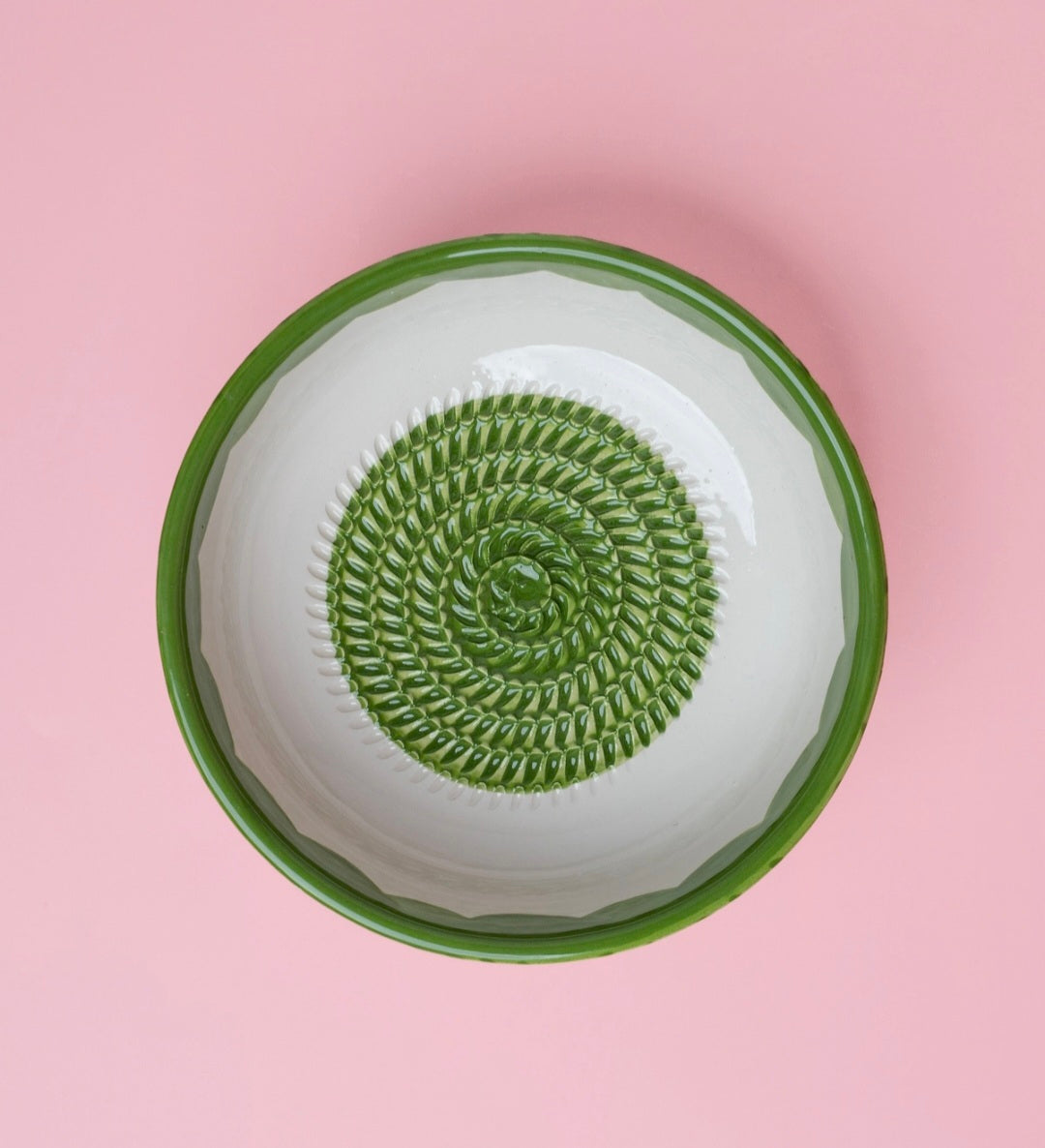 Bol à râper en céramique vintage – Vert et Blanc / RAÍCES