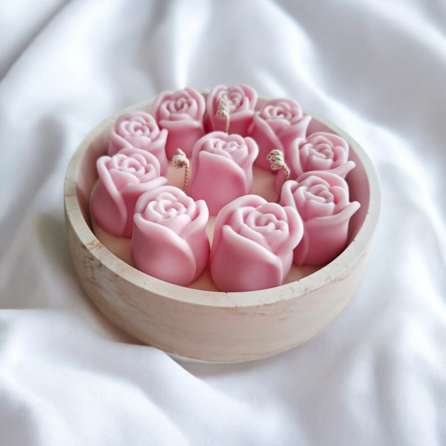 Bol Roserais - Création Jesmonite & Bougies roses (vanille des îles)