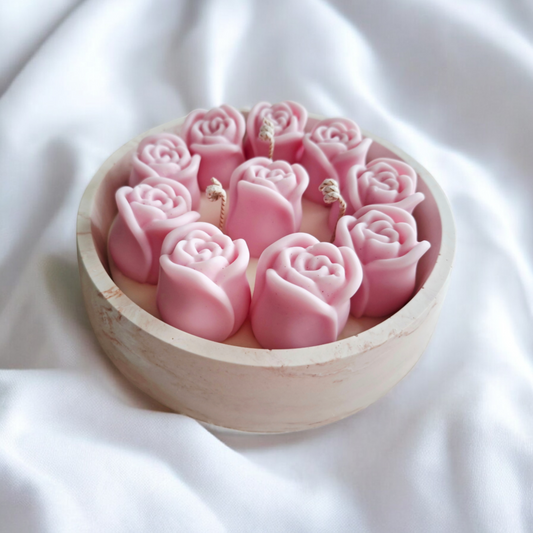 Bol Roserais - Création Jesmonite & Bougies roses (vanille des îles)