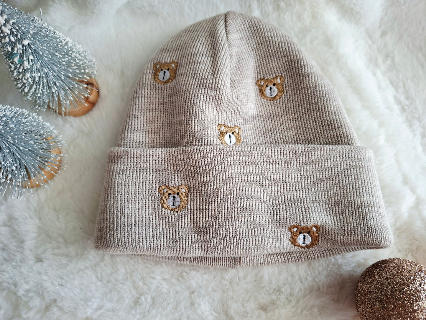 Bonnet 100% laine de Mérinos pour enfants - Petit Ours 🐻 2 coloris