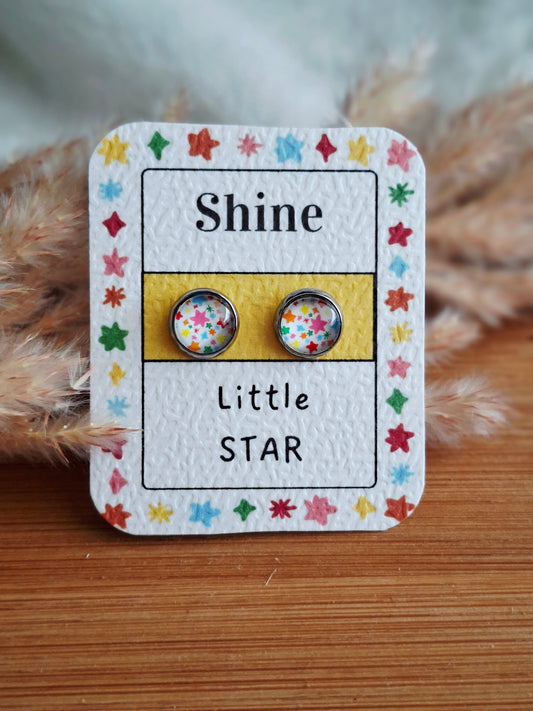 Puces d'Oreilles Enfant Etoiles Multicolores ✨️