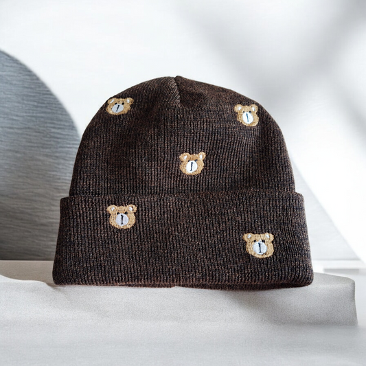 Bonnet 100% laine de Mérinos pour enfants - Petit Ours 🐻