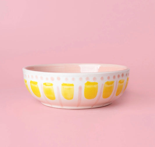 Bol à râper en céramique vintage – Rose et Jaune / VALENTINA